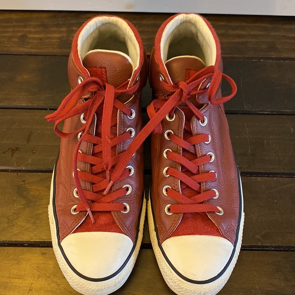 Men's Red Leather Converse Size 11 - Picture 4 of 4